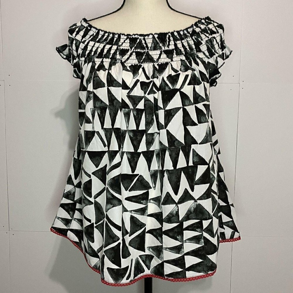 Jack by BB Dakota Womens XS Off Shoulder Geometric Print Top Blouse